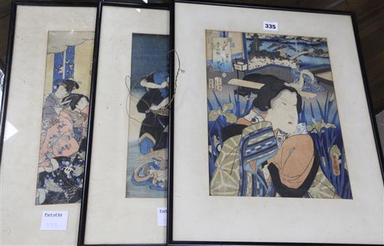 Three Kunisada woodblock prints